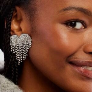 Free People Rhinestone Fringe Earrings Western Glam Festival NWT